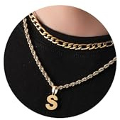 Rajputana Kette Mit Buchstaben,Buchstaben Kette,Halskette Herren,Kette Edelstahl, Kette Jungs,Kette Herren Gold, Ketten für Jungen,Initial Necklace,Chain Letter,Kette Buchstabe S