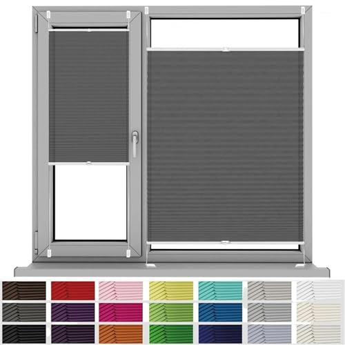 Plissee Ohne Bohren Klemmfix 44 x 135 cm, Sonnenschutz Easyfix Lichtdurchlässig, Plissee Ohne Bohren Klemmfix Jalousie, Plisseerollo Sichtschutz, für Fenster & Tür, Grau