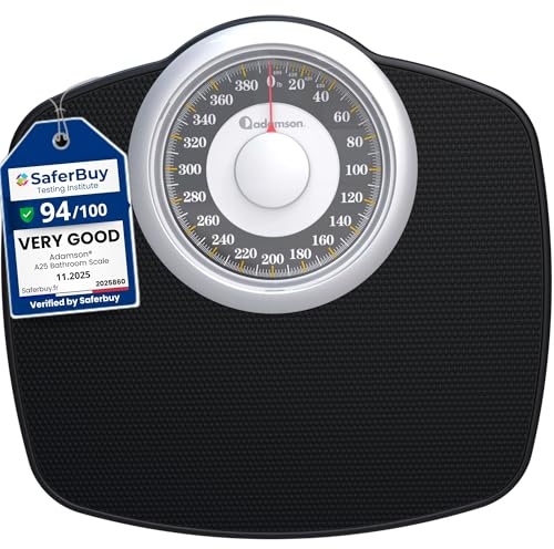Adamson A25 Scales for Body Weight - Up to 400 LB - 5.3 Dial on 12.4 x 10.2 Platform - Anti-Skid Rubber Surface - High Precision Bathroom Scale Analog - Durable with 20-Year Assurance - Gold