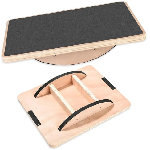Balance Board Holz, Wackelbrett mit Hochwertiger Rutschfester, Gleichgewichtstrainer für Erwachsene, Jugendliche & Kinder, zu Hause, im Fitnessstudio oder im Freien, Tragfähigkeit 160 kg