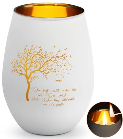 Trauerlicht Teelichter mit Spruch Du bist Nicht mehr da, wo Du warst, Aber Du bist überall, wo wir sind, Windlicht Trauer, Grablicht Erinnerungslicht, Trauergeschenke für Hinterbliebene