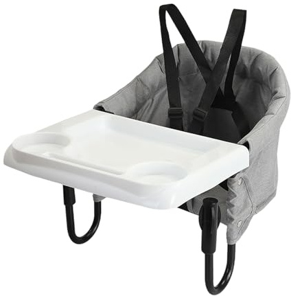 Asiento de Mesa Portátil, Trona Mesa Comedor Bebé, Sillita Mesa Ajustable para casa y viaje con Cinturón de Seguridad&Bandeja Recoge Alimentos