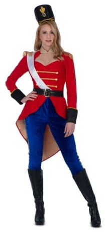 My Other Me - Disfraz Soldado Cascanueces mujer adulto rojo y azul | Incluye chaqueta entallada con escote en pico, pantalón azul, sombrero y cinturón negros con detalles dorados
