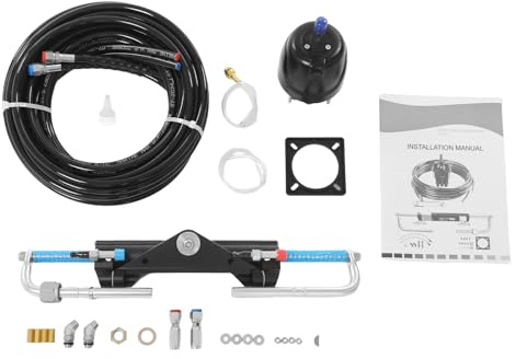 ROMYIX Kit de direction hydraulique hors-bord, cylindre de direction hydraulique 150 CV avec pompe de commande, cylindre de verrouillage bidirectionnel et tuyau de direction de 8 m, système de