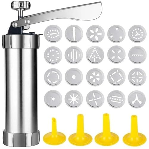 Cookie Press Biscuit Maker,Biscuit Press Stainless Steel Cookie Machine Mold Multifunction Decorating Cream Flower-Making Sets DIY Biscuit Press Maker Baking Tools