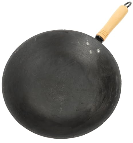 STOBAZA Poêle à Frire Wok Avec Fond Rond Poêle Traditionnel Chinois Pour Cuisinière De Cuisson Avec Poignée