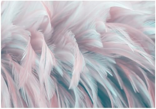 WallArena - Fotomural de vellon Plumas, Abstracto, 350x250 cm - Fotomurales - Papeles pintados - para salon y dormitorio - Papel pintado de vellon mural de pared efecto 3D - incl, cola - Blanco