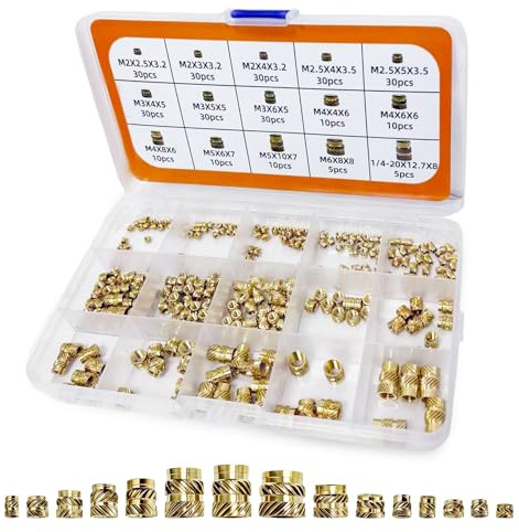 300 Piezas Insertos Roscados, Inserción De Rosca En Latón M2 M2.5 M3 M4 M5 M6 Para Impresión 3D, Tuercas De Presión Estriadas Para Accesorios 3D Y Proyectos DIY, Con Caja De Plástico
