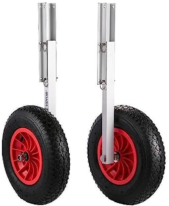 Rueda de lanzamiento de bote inflable, 2 uds., 136 KG, capacidad de carga de peso, marco de aluminio, neumático de goma de 38CM de diámetro, herramienta de movimiento de barco