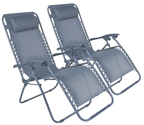 Oviala Lot de 2 fauteuils Lounge inclinable en Acier Bleu foncé