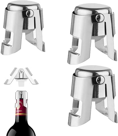 3 Pcs Champagne Stoppers, Leak-Proof Sparkling Wine Bottle Stoppers | Compact champagne stoppers for bottle sealing, ideal for home bars and parties, lightweight with leak-proof design.