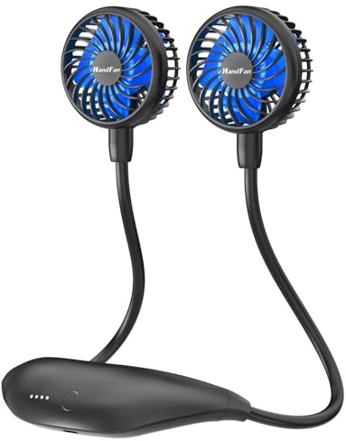 HandFan 5000mAh Nackenventilator,Tragbarer Ventilator 26 Stunden Betriebszeit,Ventilator Batteriebetrieben,6 Geschwindigkeiten Mini Tischventilator 2 in 1 für Auto,Büro,Camping,Fischen