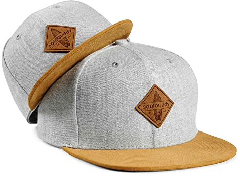 Soulbuddy Set di 2 Cappellini da Basecap Coordinati papà e Figlio – Snapback cap Traspiranti Uomo e Bambino – Look Mini Me Famiglia – Idea Regalo Originale (IT, Testo, L, Grigio Chiaro)