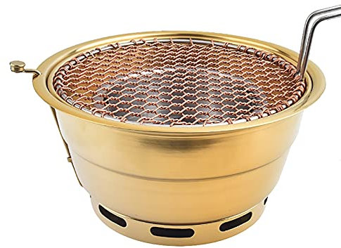 Umiup Barbecue Barbecue Barbecue, Barbecue, Poêle de Barbecue à Fumée Supérieure Commerciale (avec Couvercle), Barbecue à Charbon Multifonctionnel, Grill de Fumoir de Table (Couleur : A)