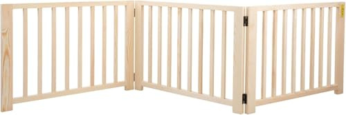 Freestanding Dog Gate Indoor - 38-60 Wooden Pet Gate for Doorways Extra Wide Stability Dog Barrier for Dogs Pet Fence Safety Gate Indoor Barrier for House, Doorway, Stairs (Burlywood)