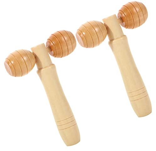 EXHUMKY Holz Massagehammer 2 Stück Handmassagegerät Für Gesicht Körper Beine Holzrollen Massagegerät Mit Griff Tiefengewebe Faszientherapie Für Wellness Und Entspannung