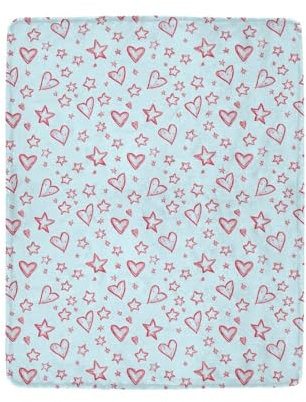 siphylline Manta azul de estrellas rojas y corazones para mujer, cobija para sofá, mantas y mantas de 40 x 50 pulgadas para niñas