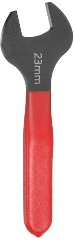 sourcing map Chiave singola aperta da 23 mm, con angolo di offset di 15 gradi, a forma di U, piccola chiave a testa piatta per annerimento con gambo rosso, per riparazione automobilistica e