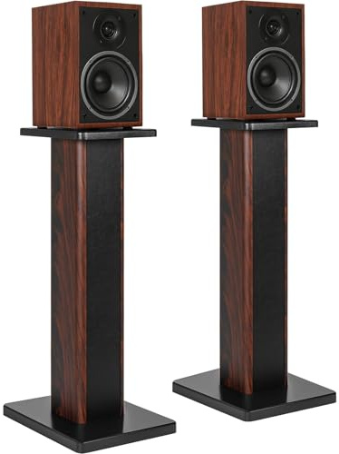 FREEAMG 60CM Juego de 2 Soportes de Madera para Altavoces de Escritorio, hasta 50KG, Soportes de Altavoz para Cine en Casa, Soportes Universales para Altavoces de Escritorio, Diseño Relleno de Arena