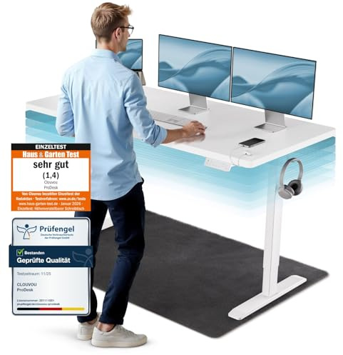 CLOUVOU ProDesk Höhenverstellbarer Schreibtisch elektrisch [TESTSIEGER]