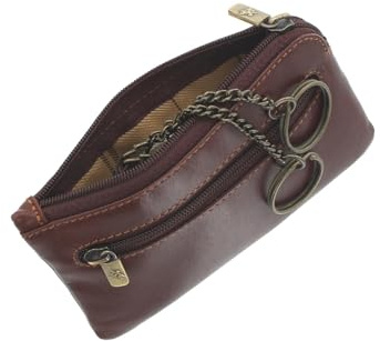 Visconti Colección Monza Geno Monedero para Monedas de Cuero con Anillo de Llaves MZ19 Marrón