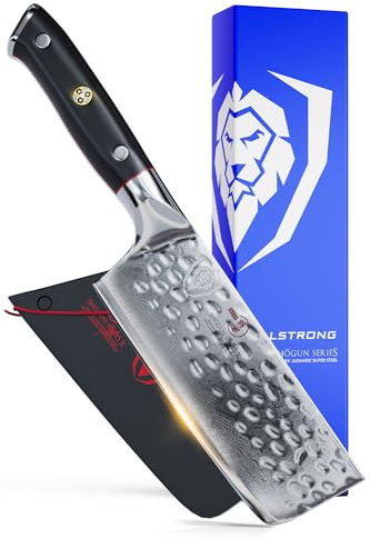 Dalstrong Nakiri Vegetable Knife - 6 inch - Shogun Series Elite - Japanese AUS-10V Super Steel - Black G10 Handle - Damascus - Hammered Finish - Vegetable Kitchen Knife - Sheath Included