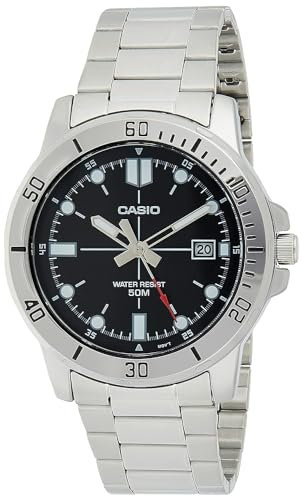 Casio Orologio analogico da uomo quadrante marrone acciaio inossidabile, Quadrante analogico argento, 0.9 x 1.6 x 1.5 inches ; 118 g, Movimento al quarzo