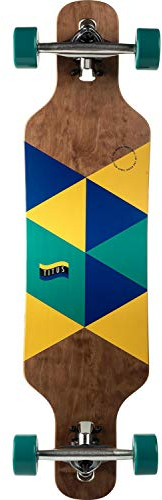 TITUS Longboard Triangle DT für Jugendliche und Erwachsene - Brown-Blue-Yellow / 8.25, Profi und Anfänger mit Großem Fahrspaß