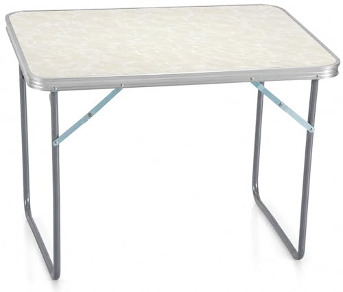 Unibos Camping Table Portable Picnic Table Aluminium Folding Table Indoor Outdoor Table Heavy Duty Garden Trestle Set for BBQ Picnic Party, Load Capacity 15KG (White)