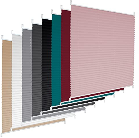 ECD Germany Plissee Klemmfix ohne Bohren 100 x 200 cm Rosa Blickdicht Sonnen- und Sichtschutz Faltrollo Jalousie mit Klemmträger für Fenster & Tür EasyFix Plisseerollo Lichtdurchlässig Fensterrollo