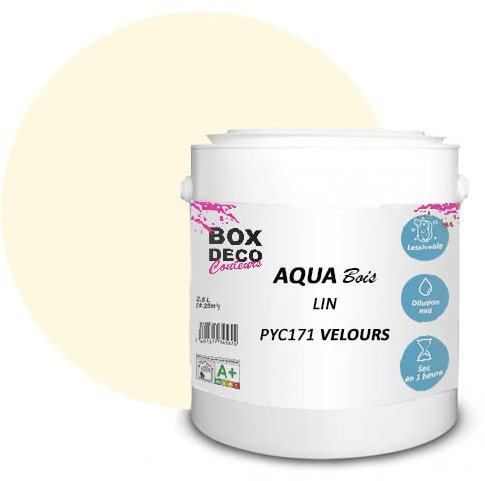 BOX DECO COULEURS Peinture meuble bois acrylique aspect velours-satin Aqua Bois - 2,5L, Beige Lin