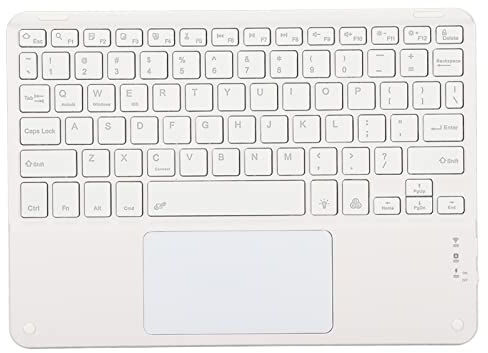 Tastiera TouchPad per Tablet, Tastiera Retroilluminata RGB Ultrasottile da 10 Pollici con Touchpad, Mini Tastiera Wireless Impermeabile a Basso Rumore, per Smartphone Tablet Laptop Desktop(Bianco)