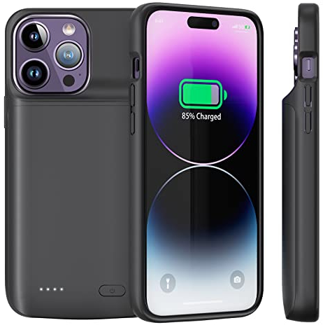 NEWDERY Akku Hülle für iPhone 14 Pro Max / 14 Plus, 5000mAh Tragbare Ladehülle/Ladecase, Externe Handyhülle/Akku Case/Akku-Pack/Ladegerät für iPhone 13 Pro Max / 12 Pro Max (6.7 Zoll)