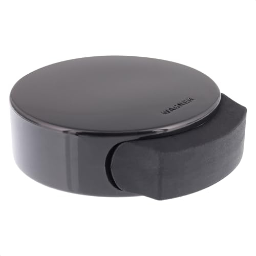 Wagner 15510611 - Fermaporta per pavimento Black Deluxe, Ø 50 x 55 x 17 mm, in plastica di alta qualità, colore nero lucido, autoadesivo, rimovibile senza lasciare residui