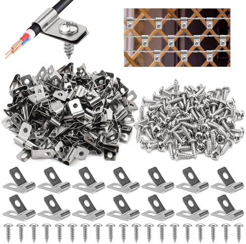 BREANIFULL 100 morsetti per recinzioni in acciaio inox tipo R-Type per recinzione metallica con viti, clip di fissaggio per recinzione metallica clip di fissaggio della recinzione filo spinato