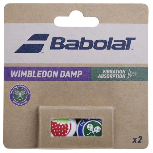 Babolat, Antivibratore per racchette modello Wimbledon Damp, confezione da 2, colori rosso/bianco e verde/viola, taglia unica, assorbimento massimo delle vibrazioni della corda