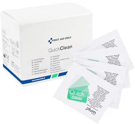 First Aid Only QuickClean Wundreinigungstücher 20 Stück | Sterile Wundeiniger auf Wasserbasis | sichere und effektive Reinigung von Wunden und Schnitten | P-44029 00