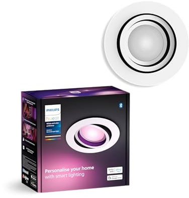 Philips Hue – Lámpara inteligente, Hue Centura, Foco Empotrable LED Inteligente, Luz Blanca y de Colores, Compatible con Alexa y Google Home, Color Blanco
