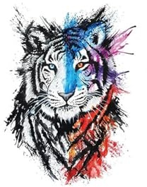 Large Tiger Waterproof Temporary Tattoos Sticker Colorful Animal Wolf Half Arm Tattoo Stickers(002)