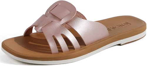 ONCAI Femmes Sandales Mode Femme Plates Sandales 2025 Confort Antidérapant Caoutchouc Été élégantes pour Maison Plage Or Rose Taille 40