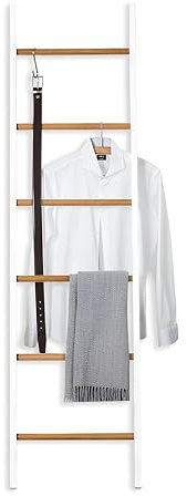 Toallero Escalera de 6 Niveles de Bambú, Estantería de Escalera Inclinada, Toallero de Pie de Escalera, Toallero de Baño para Colgar Toallas, Ideal para el Hogar y el Baño, 159x40x2cm