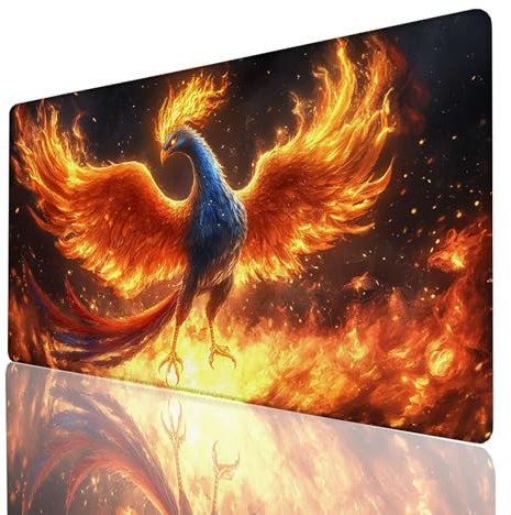 Alfombrilla Ratón Flamear, Alfombrilla Gaming Fénix, Impermeable Tapete Escritorio 1200x600x3mm Compatible con Raton Inalambrico y Teclado Inalambrico, Mousepad para Portatil Regalo Hombre GYL-6639