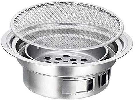 Parrilla portátil de acero inoxidable para barbacoa de carbón, estufa redonda antiadherente para exteriores para barbacoa coreana