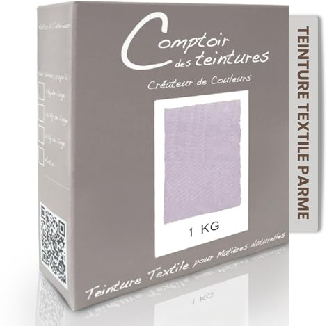 COMPTOIR DES TEINTURES – Teinture Textile – Mélange Parme (pour 1kg linge) – Teintures Durables pour Draps, Serviettes et Nappes – Facile à Utiliser en Machine à Laver ou à la Main