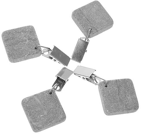 POPETPOP 4 Pesas para Mantel de Piedra con Clip de Metal, Fáciles de Usar Superficie Lisa, Ideales para Exteriores y Hogar