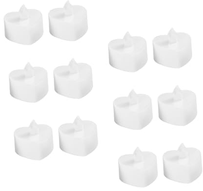 HOMSFOU 12 velas LED en forma de corazón sin, velas electrónicas con decoración de humo cálida y segura para boda, hogar, fiesta, romántico