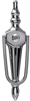 Kooples Hardware Slim Nu Victorian Urn Large Door Knocker with Spyhole Face Fix – Traditional Brass Front Door Knocker with Integrated Viewer – Fixings Included (Hardex Chrome)