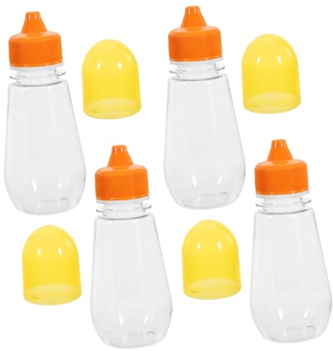 ROMISBABA 4pièces Bouteille à Miel Transparente Plastique Pot De Conservation Hermétique Bocal De Rangement Pour Cuisine