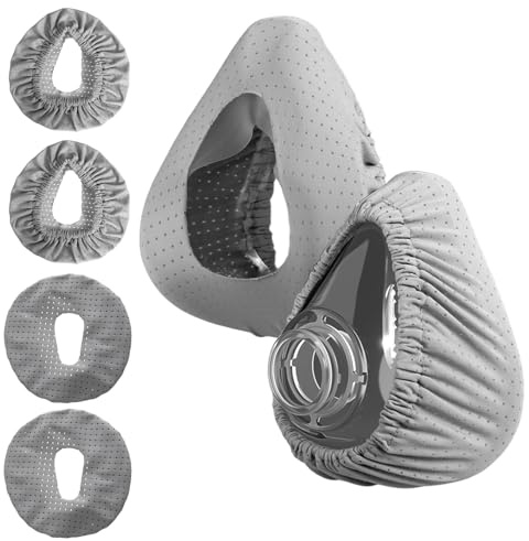 CPAP-Maskeneinlagen Kompatibel mit AirFit und AirTouch F20 F10 4 Stück Soft Wiederverwendbare Masken Liner Vollgesichtsmasken-Einlagen Elastisch CPAP Zubehör Grau