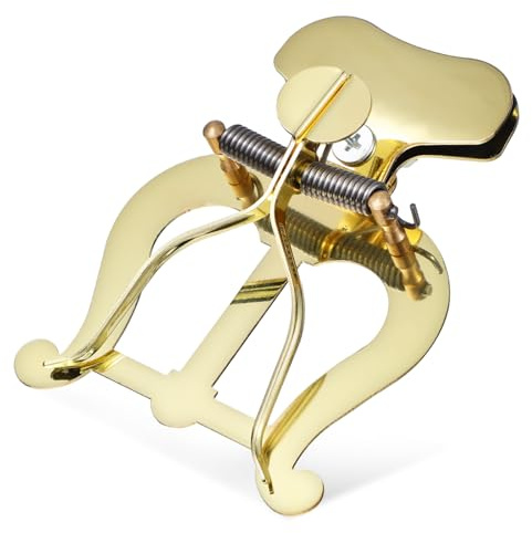 Mikinona Trombone Lyre Notenhalter aus Langlebiger Legierung Stabiler Musikclip für Marschband und Posaune Eleganter Goldfarbener Notenclip für Blechblasinstrumente Praktischer Klarinetten